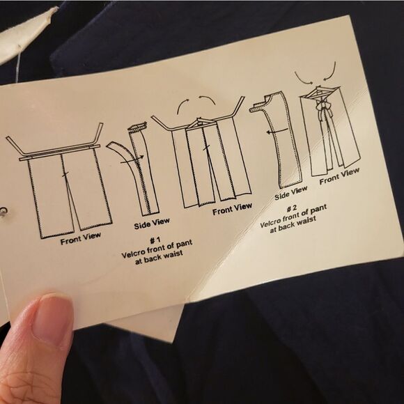 Soft Surroundings Navy Blue Embroidered Wrap Pants Wide Leg Palazzo,… - Picture 3 of 9